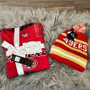 Women’s 49ERS PJ set and 49ERS beanie